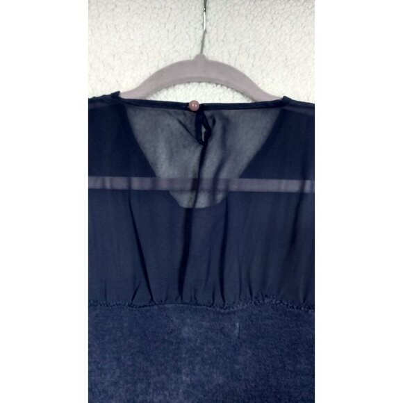 Moods of Norway Blue Blouse w/Bow Size XS Sheer Top Sweater Bottom Pullover - Picture 6 of 8